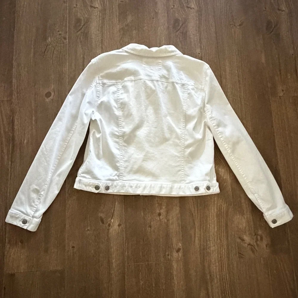 LOFT Denim Jacket White Button Front Trucker Women XL - Picture 12 of 15